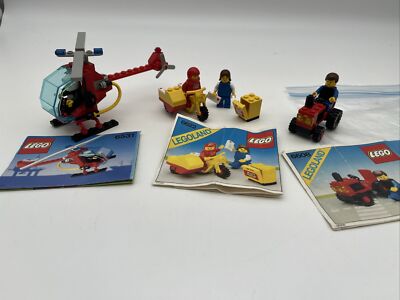 S094 - Lego / Legoland - 6531 + 6622 + 6608 - Helikopter / Postbote / Traktor