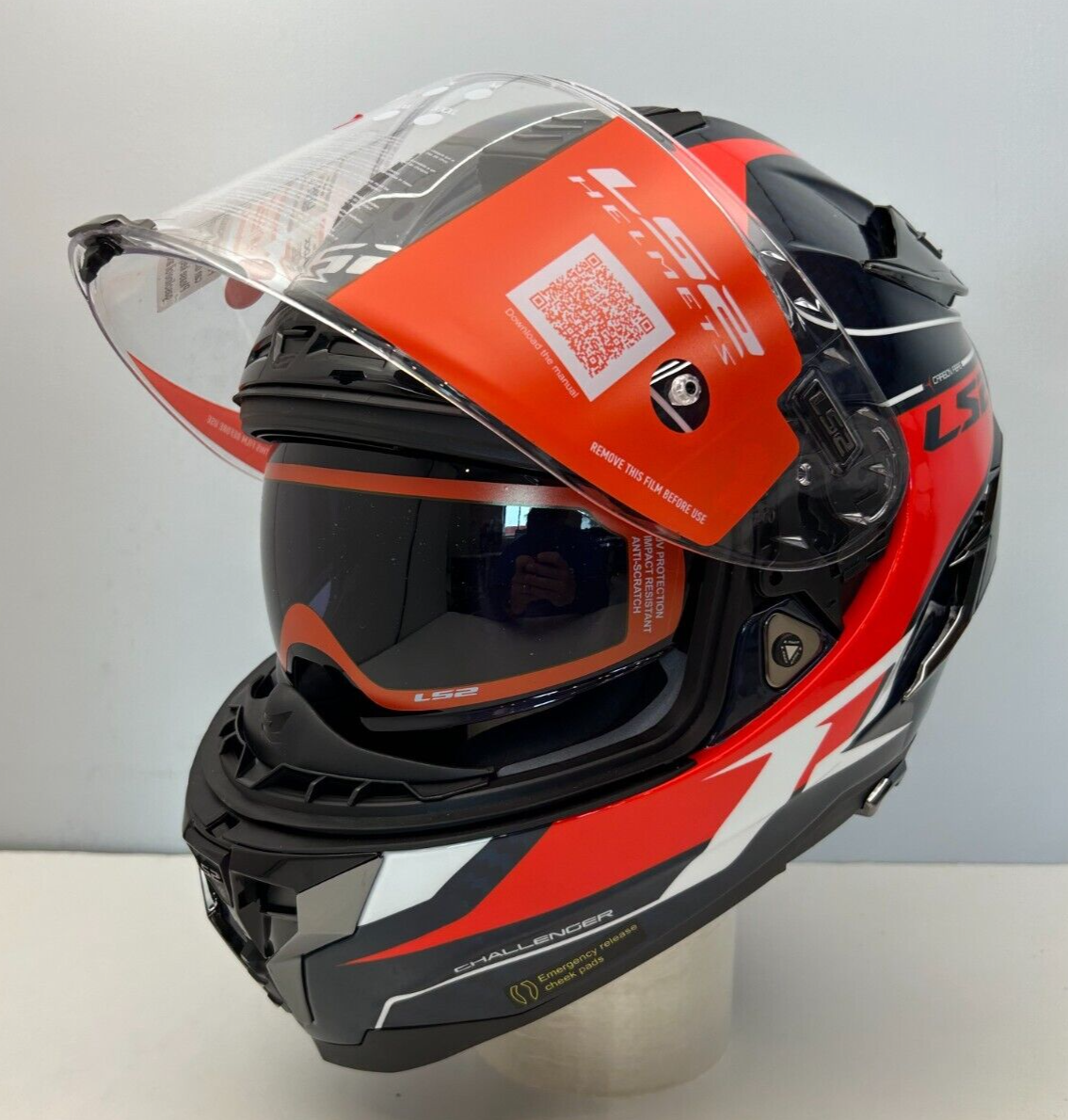 Open Box LS2 Challenger GT Carbon Carver Motorcycle Helmet Blue