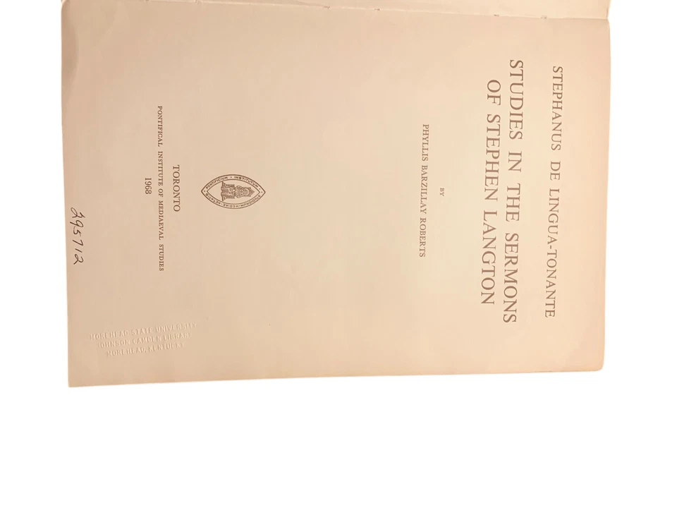 Studies In The Sermons Of Stephen Langton By Phyllis Brazillay Roberts Paperback - Image 4 of 4