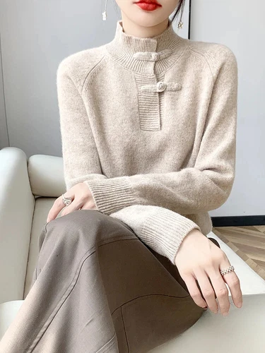 Women Half-high Collar Knitted Basic Sweater Pullover Autumn Winter Soft Top - Bild 8 von 29