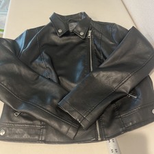 Primark Womens Faux Black Leather Jacket Us Size 10 Zipper Close Pleather