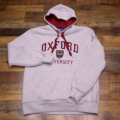 Oxford University Hoodie Sweater Mens Medium Gray Spellout Hooded