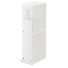 Recycling Bin Trash Can White 2-Compartment Dustbin Box LFS-932WH Azumaya NEW