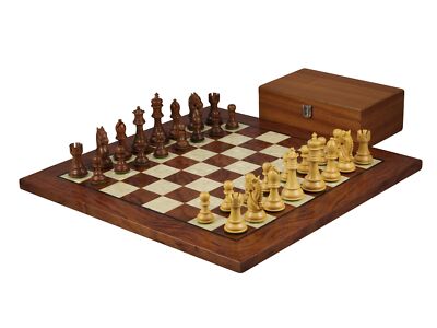 Palisander Schachspiel 20 Zoll mit Helena Perlmutt flachem Brett und gewichtetem S