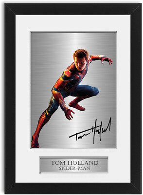 Tom Holland signiert Foto Display Halterung A4 Spider-Man Poster gerahmt