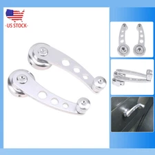 Pair Universal Car Billet Aluminum Manual Door Window Winder Crank Handle Silver