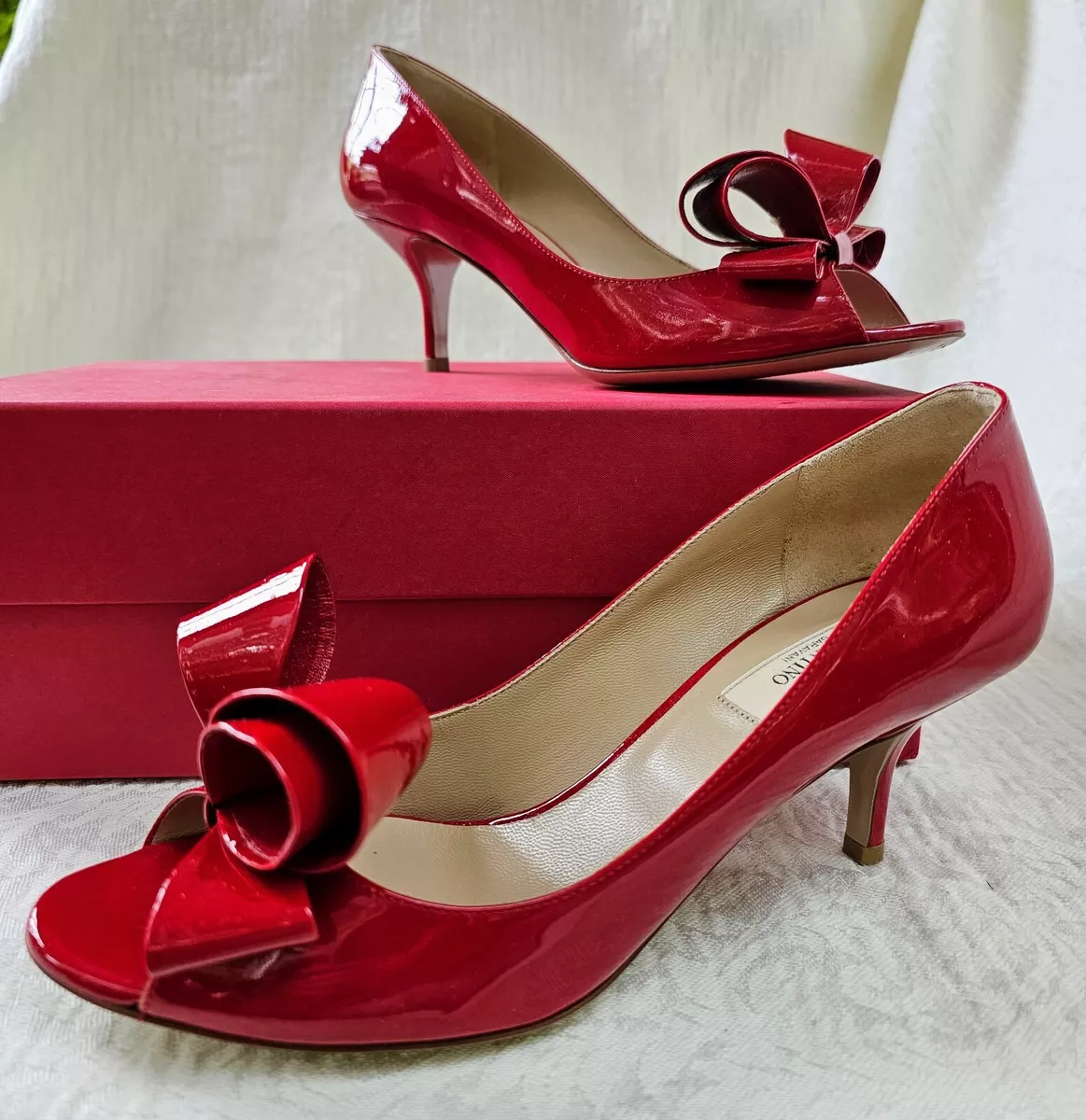 Valentino Garavani Red Leather Shoes With 2.5&#034; Heel 38.5) (Preowned) | eBay