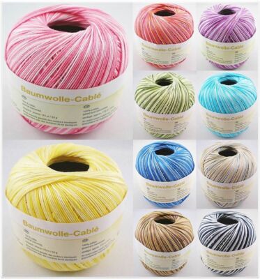 50g BAUMWOLLE-CABLÉ OMBRÉ Garn Wolle Häkelgarn Häkeln Stricken GP 43,00 /1kg