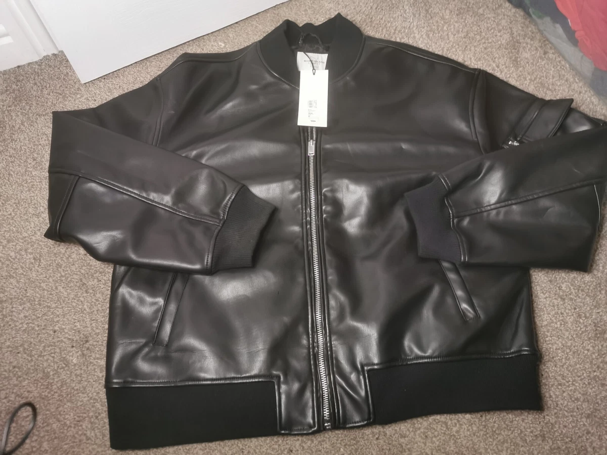 Faux leather bomber jacket mens cheap