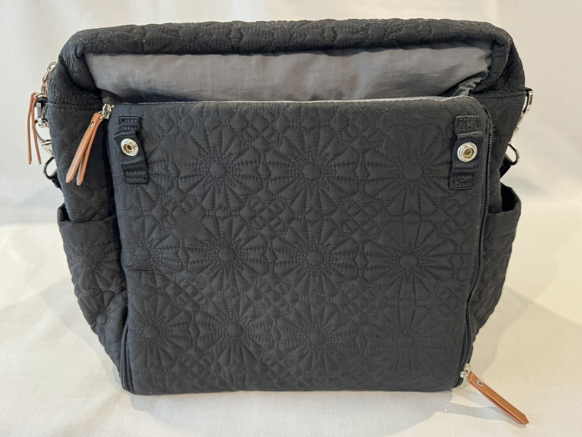 Petunia Pickle Bottom Quilted black Floral-Stitch Backpack Petunia Pickle Bottom Diaper Bag Backpack With Changing Pad  main image 3