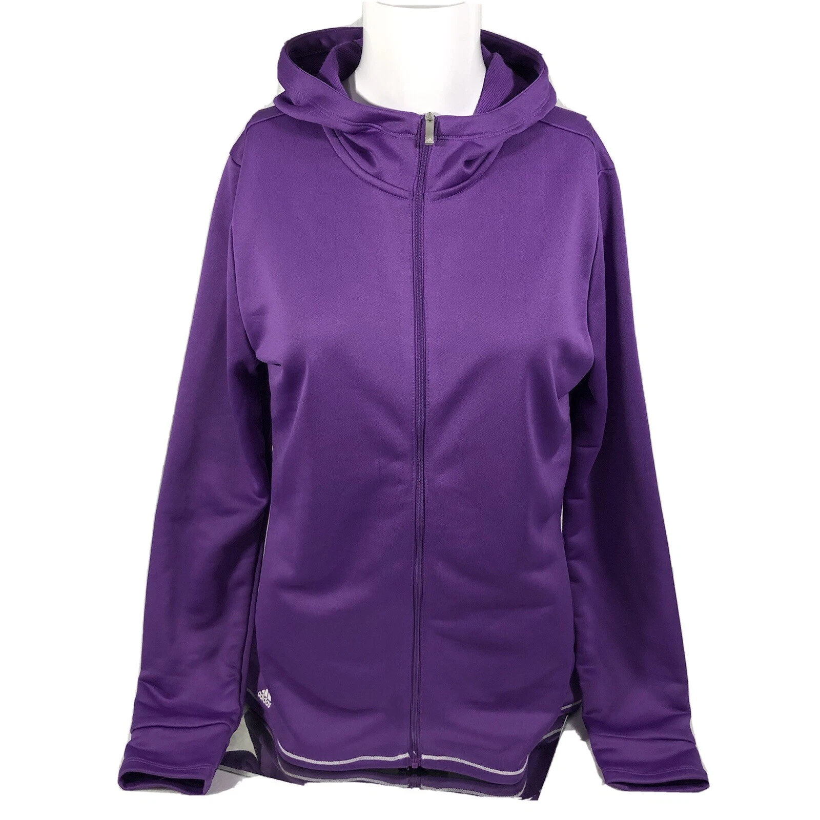 Adidas Hoodie Sweatshirt Girls XL Purple Full Zip Golf Sweater Polyester New