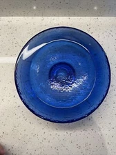 Fire & Light Recycled Glass 10.5" Wide Lipped Bowl Cobalt Heavy Unsigned