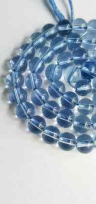 Natural Blue Topaz 8-9 mm Round Ball Smooth Gemstone Beads 13''inch 1 Strand