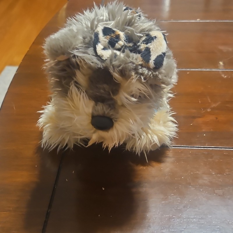 FAO Schwarz Stuffed Dog with Blue Coat and Leopard Print Accents