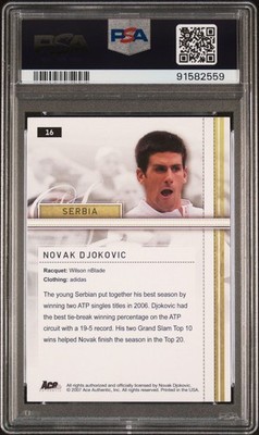 2007 Ace Authentic Novak Djokovic Straight Sets Rookie Card PSA
