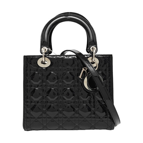 DIOR Lady Dior Handbags Patent leather Black Free Shipping | Duties Paid