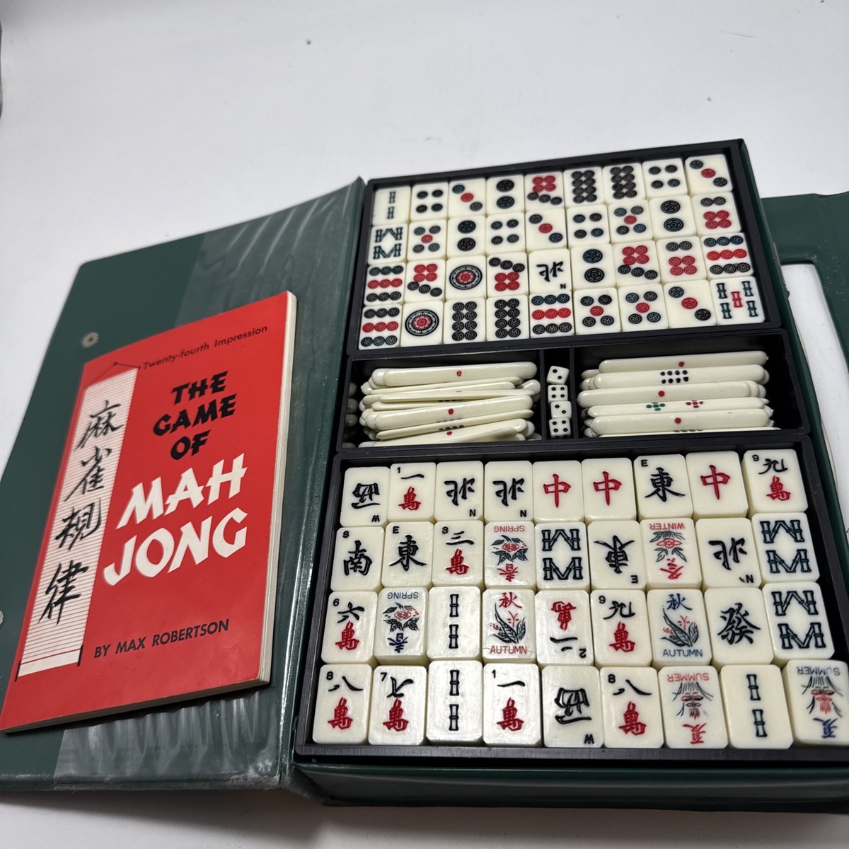 VTG 1860's Max Robertson Mah Jong Set 144 Tiles 90 Sticks COMPLETE