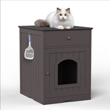 Wooden Pet House Cat Enclosure Side Table Pet Crate Cat Home Nightstand Brown