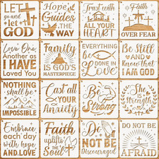16 Pieces Christian Inspirational Stencils, Bible Verse Motivational Quotes Word