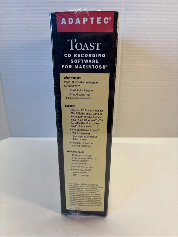 (NEW SEALED!) Adaptec Toast  Software for Mac Big Box CD Recording - Image 2 of 4