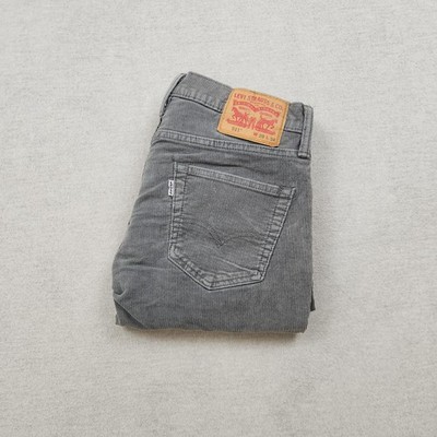 Levi's 511 Herren Jeans Hose W29 L29 Cord Grau Grün Slim Straight Gerade Stretch