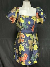 NWT Lulus "So Stunning" Navy Blue Floral Puff Sleeve Dress Size M