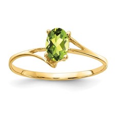 14k Yellow Gold 6x4mm Oval Cut Peridot Solitaire Engagement Ring Size 6