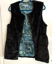 Women's Vest One Size Black Faux Fur Bohemian/70's Style