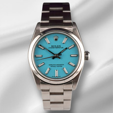 Rolex Oyster Perpetual 31mm Stainless Steel Baby Blue Dial Watch Ref 67480