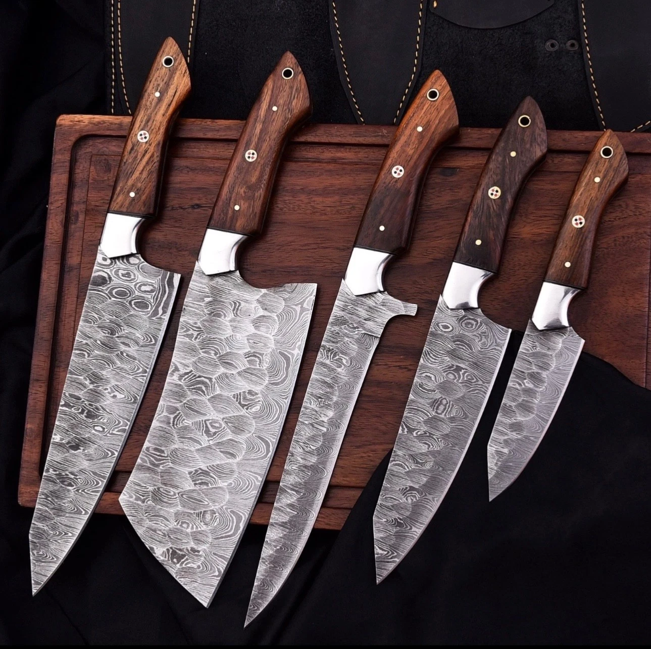 Handmade Damascus Steel Kitchen Knife Set – 5 Pc Chef Knives : Rosewood Handle
Opens in a new window