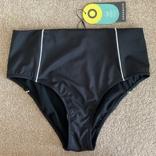 RRP £17.50 M&S Size 12 Goodmove Tummy Control High Waist Bikini Bottoms Black