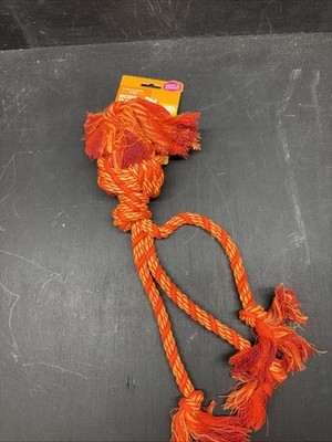 Leaps & Bounds Rope Dog Toy Orange & Yellow Durable 12'' New