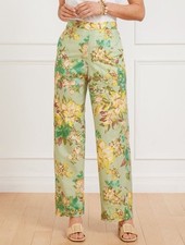 Talbots Wide Leg Washed Linen Pant Dynamic Floral Size Medium Casual