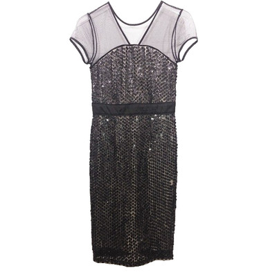 French Connection Womens Size 2 Black Sequin Mesh Sheath Cocktail Party Dress