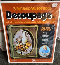Coffret ombre bois boutique 3 dimensions découpage 1972 cadre SCELLÉ JAMAIS OUVERT 
