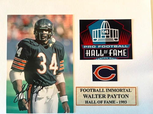 Walter Payton Chicago Bears -Football Immortal-signed 8 x 10" matted photo coa