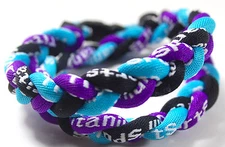  Light Blue Black Purple 3 Rope Twist Titanium Sport Necklace Tornado Baseball