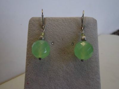 Chalcedony Bead Sterling Lever Back Earrings GREEN QVC
