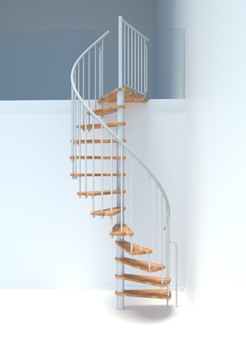 Indoor Spiral Staircase Beech Wood Step PVC Handrail 12-Step Kit Smaller Step - Picture 8 of 18
