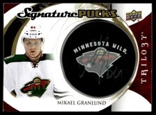 2015-16 Upper Deck Trilogy Signature Pucks Primary Logos Mikael Granlund Auto