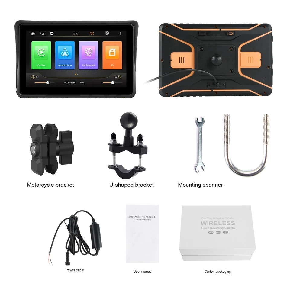 7 Inch Motorcycle Navigator GPS Touch Screen Navigation Carplay Android Auto - Image 3 of 4