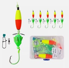 5PCS Glow Fishing Lures Rigs Luminous Bait Jigs Hooks Swivels Snaps Bobbers Box