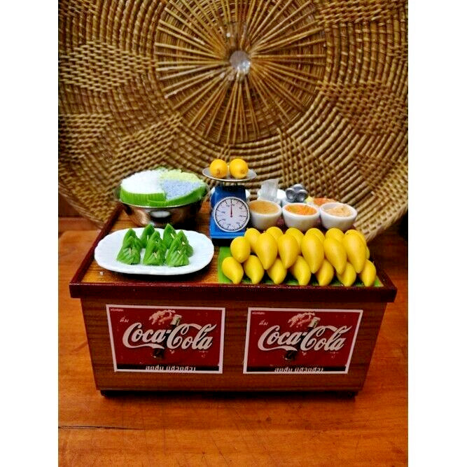 Mesa modelo tailandesa miniatura mostrador venta mango pegajoso arroz decoración madera hogar