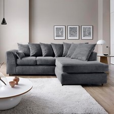 Dylan Jumbo Cord Fabric Corner Sofa with Cushions Available In 5 Colours