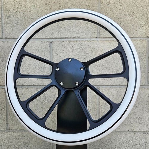 14" CNC Billet 4-Spoke Steering Wheel – Tan Vinyl Half Wrap, Plain Horn, Forever Sharp