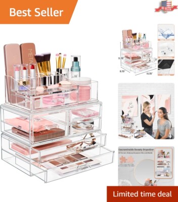 Extra Large 3 Piece Acrylic Makeup Organizer - Versatile Storage & Display