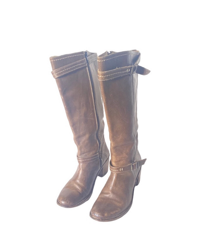 Frye Brown Leather Heel Boots Size 10 B | eBay