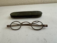 Antique English w/ Makers Mark Spectacles / Glasses w/ Tin / Metal Case