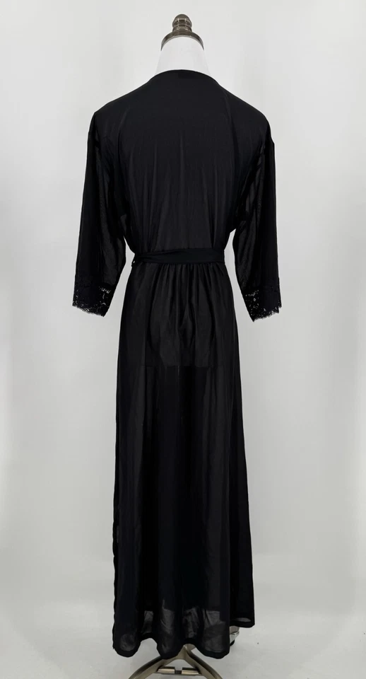 Bata Studio La Perla Negra Seda Manga Encaje Puños Semi Transparente Larga Envolvente Talla XS Foto 4 de 4