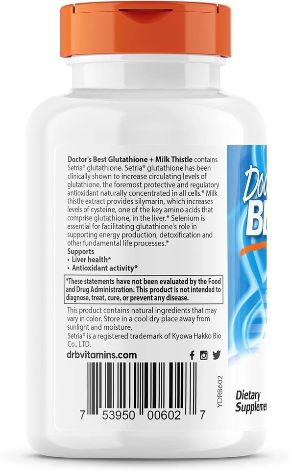 Doctor's Best Glutatión + Cardo Mariano Contiene Setria, 60 Cápsulas Vegetarianas Foto 2 de 3